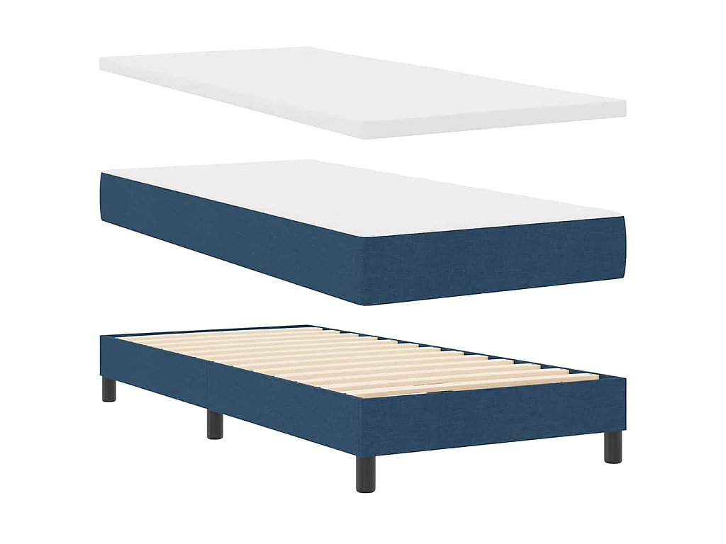 Letto a molle con testiera Blu 200 x 200 cm Tessuto