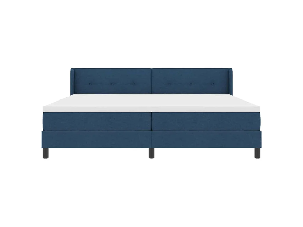 Letto a molle con testiera Blu 200 x 200 cm Tessuto