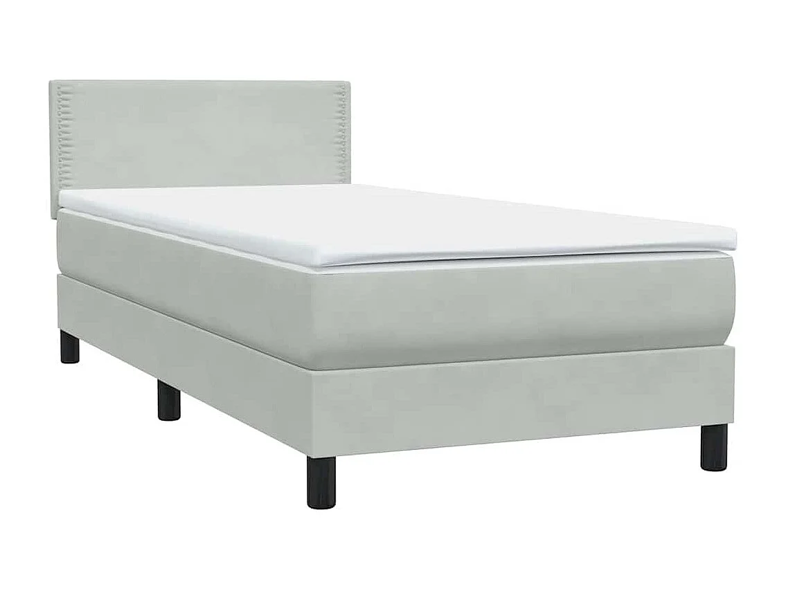 Boxspringbett mit Matratze & LED Hellgrau 80x220 cm Samt