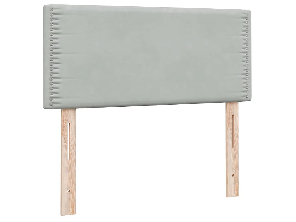 Sommier à lattes de lit et matelas et LED gris clair 80x220 cm velours