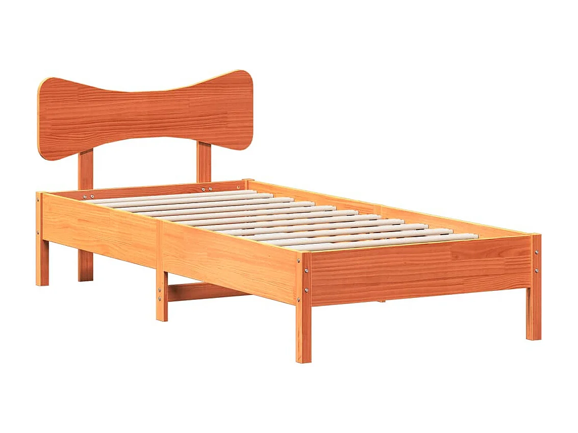 Bedframe zonder matras massief grenenhout wasbruin 75x190 cm