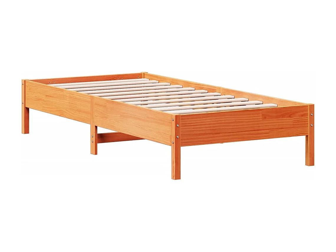 Bedframe zonder matras massief grenenhout wasbruin 75x190 cm