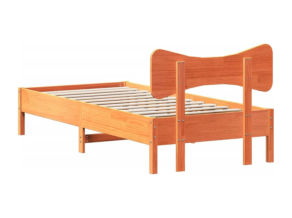 Bedframe zonder matras massief grenenhout wasbruin 75x190 cm
