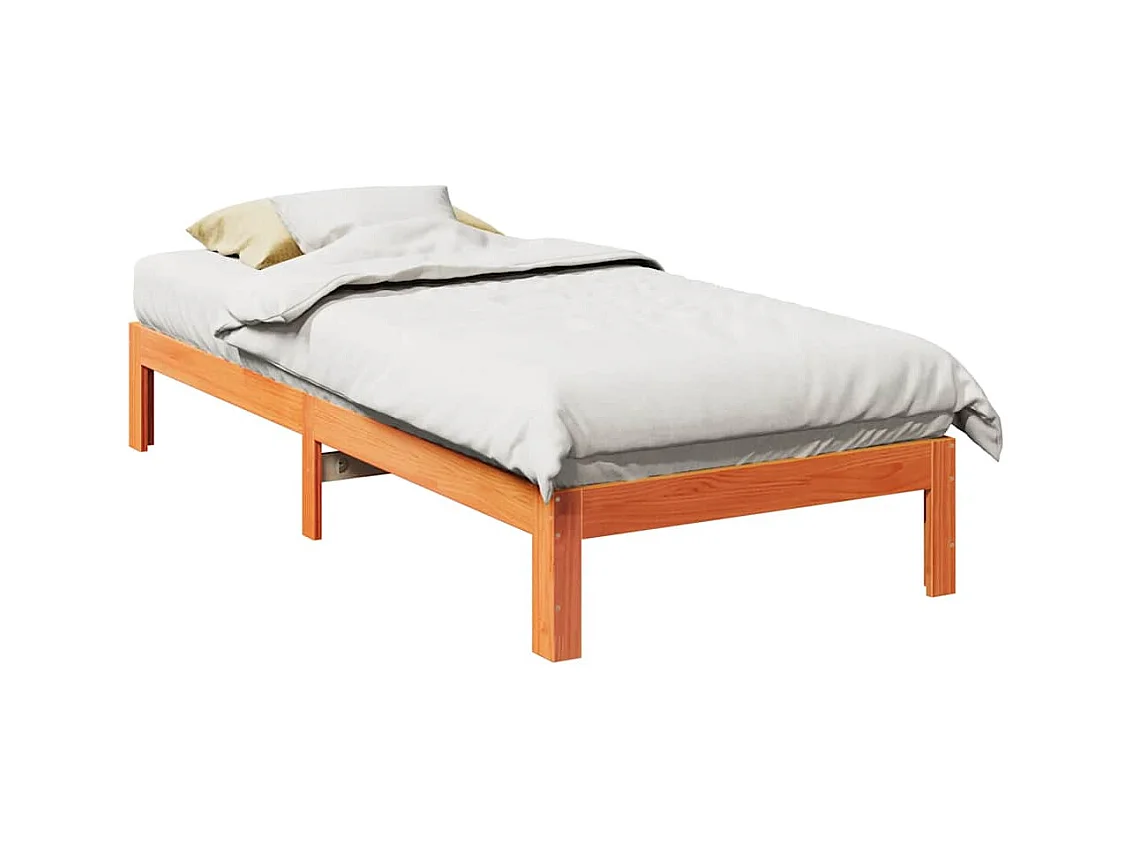 Massivholzbett ohne Matratze Wachsbraun 80x200 cm Kiefernholz