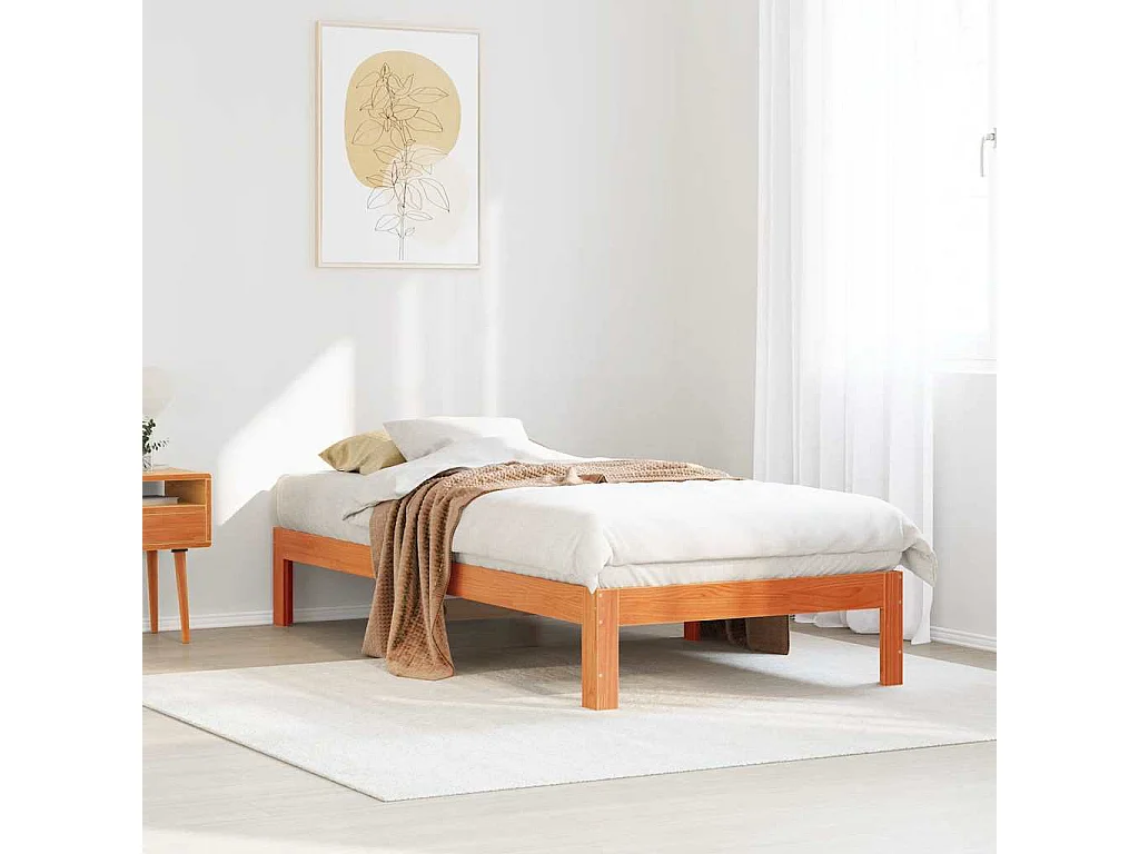 Massivholzbett ohne Matratze Wachsbraun 80x200 cm Kiefernholz