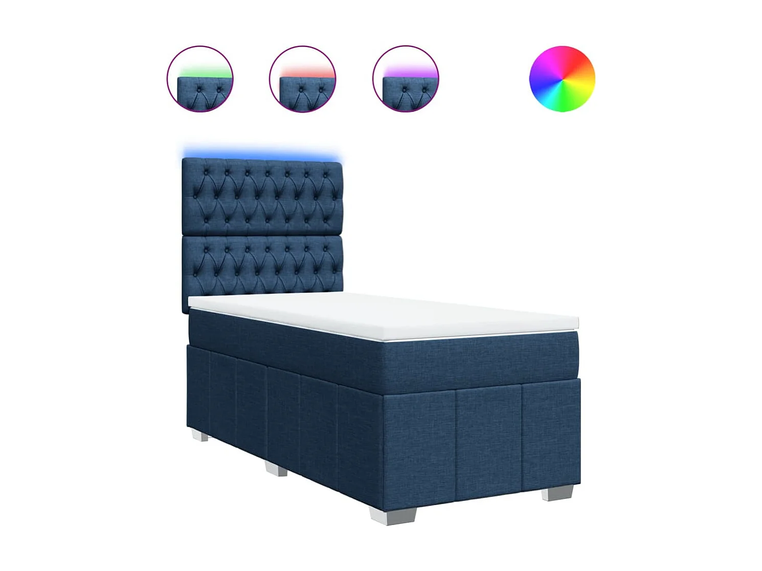 Cama com molas/colchão 80x200 cm tecido azul