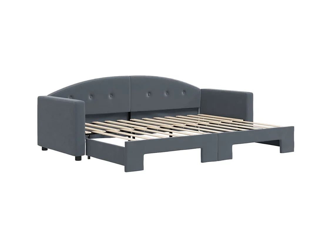 Divano Letto con Letto Estraibile Grigio Scuro 80x200cm Velluto