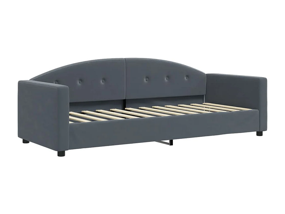 Divano Letto con Letto Estraibile Grigio Scuro 80x200cm Velluto