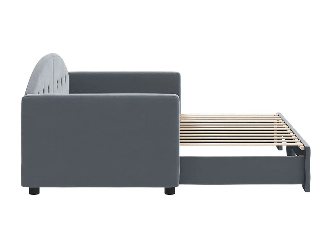 Tagesbett Ausziehbar Dunkelgrau 80x200 cm Samt