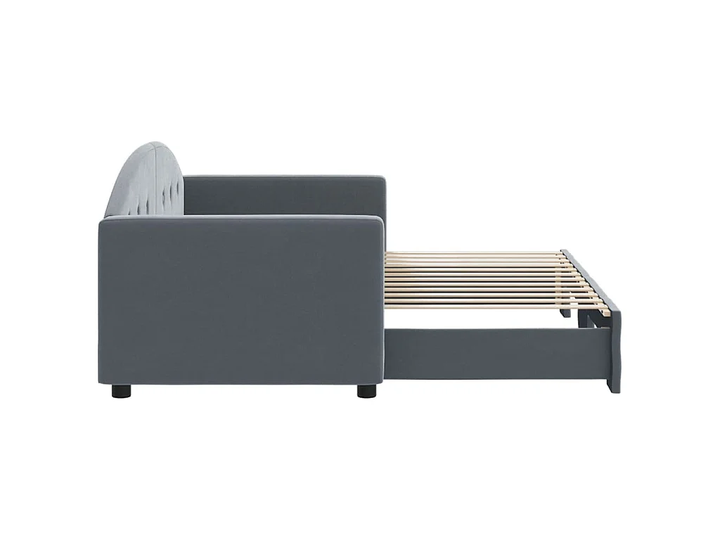 Slaapbank met onderschuifbed 80x200 cm fluweel donkergrijs