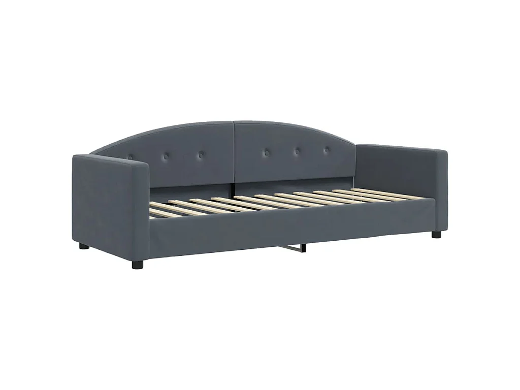 Slaapbank met onderschuifbed 80x200 cm fluweel donkergrijs
