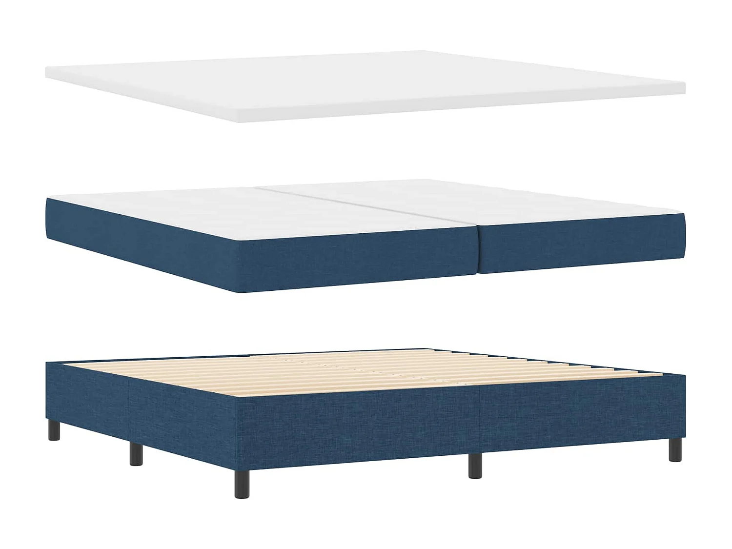 Letto a molle con materasso Blu 200 x 200 cm Tessuto