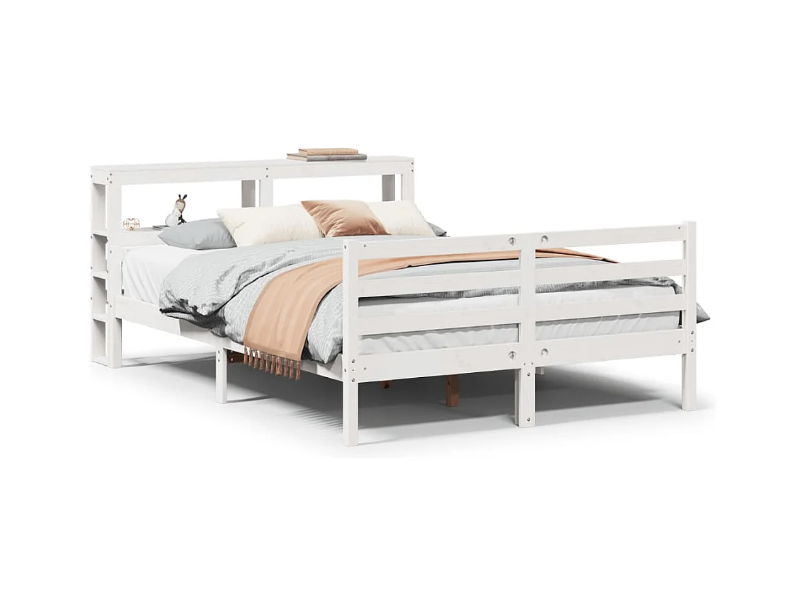 Bettgestell mit Kopfteil ohne Matratze Weiß 135x190 cm