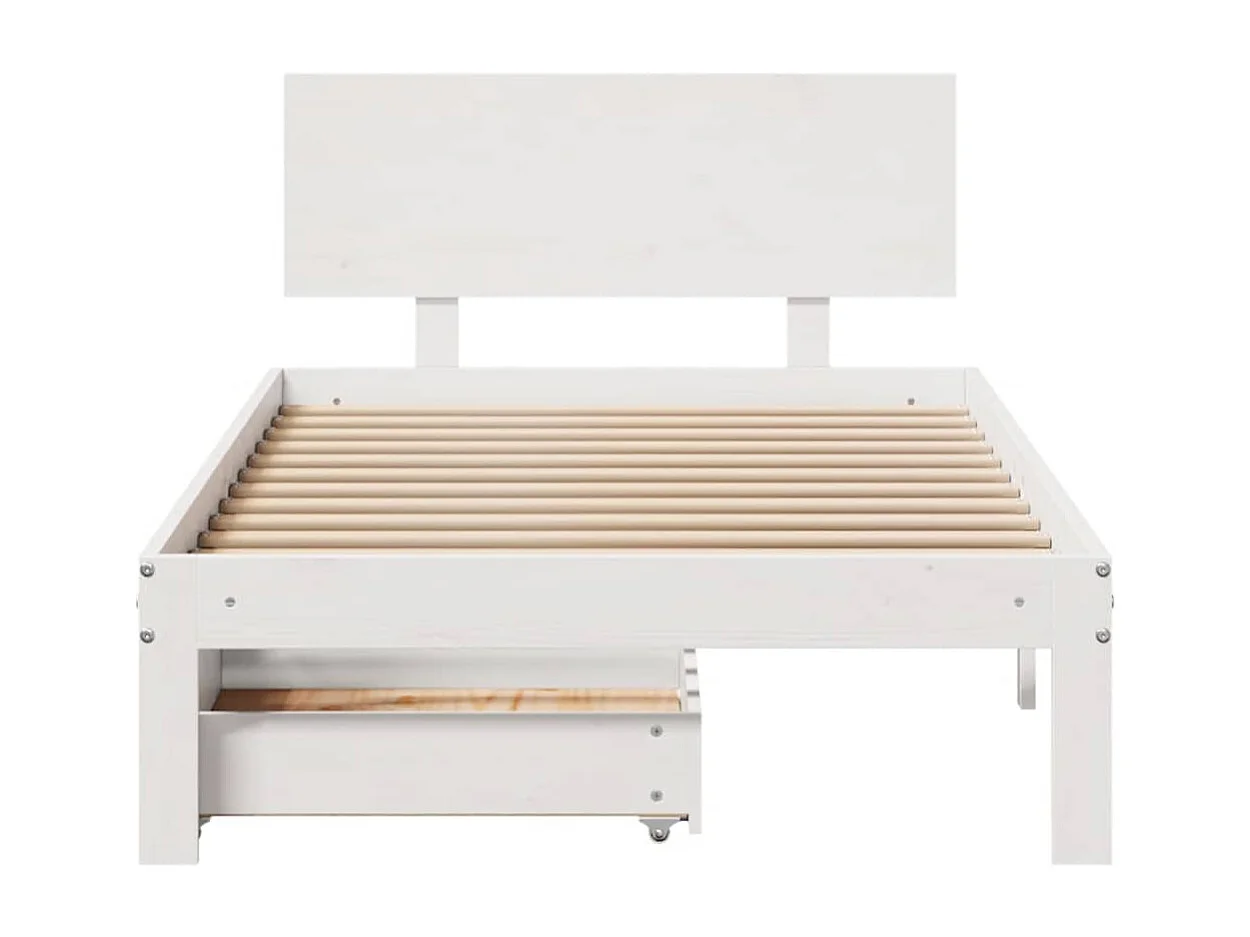 Bedframe met lades massief grenenhout wit 75x190 cm