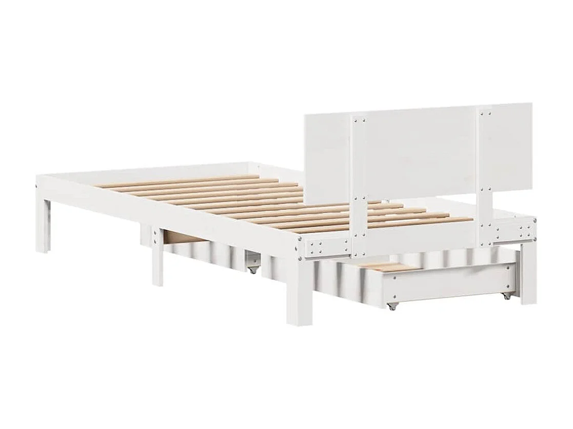 Bedframe met lades massief grenenhout wit 75x190 cm