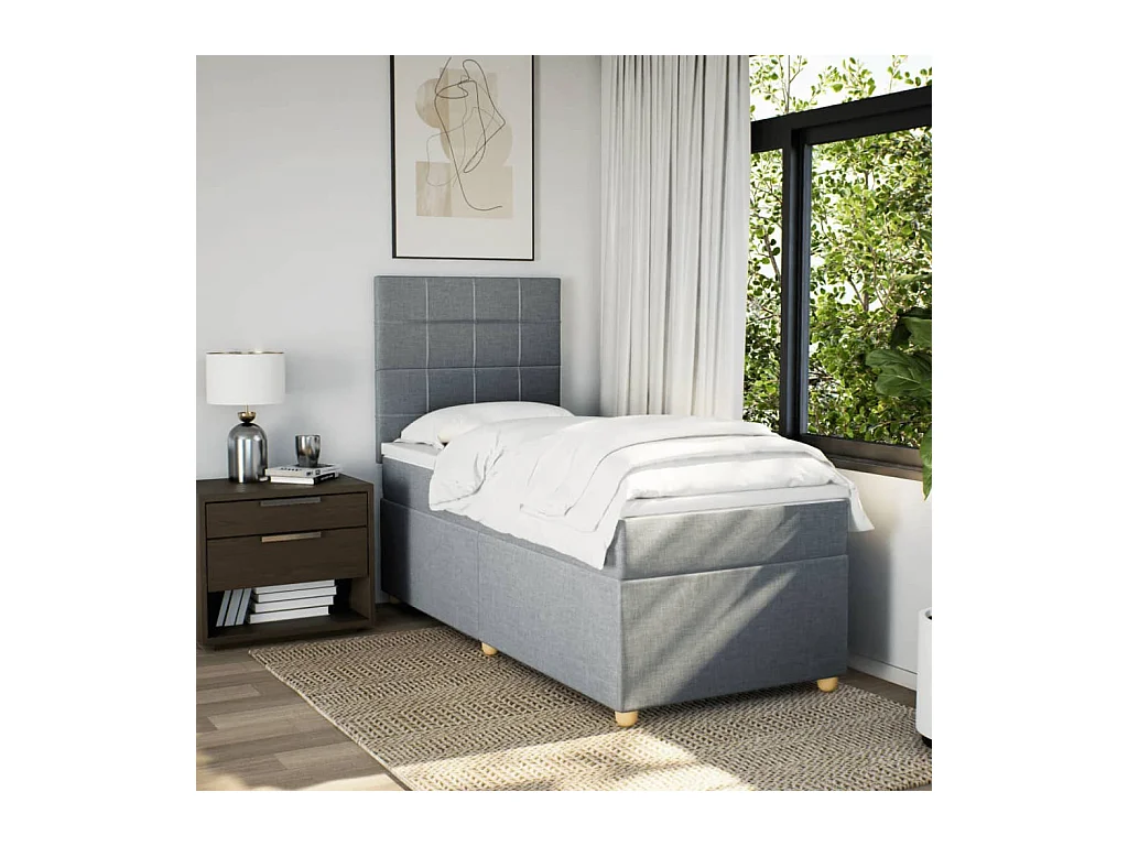 Sommier à lattes de lit avec matelas gris clair 80x200 cm tissu