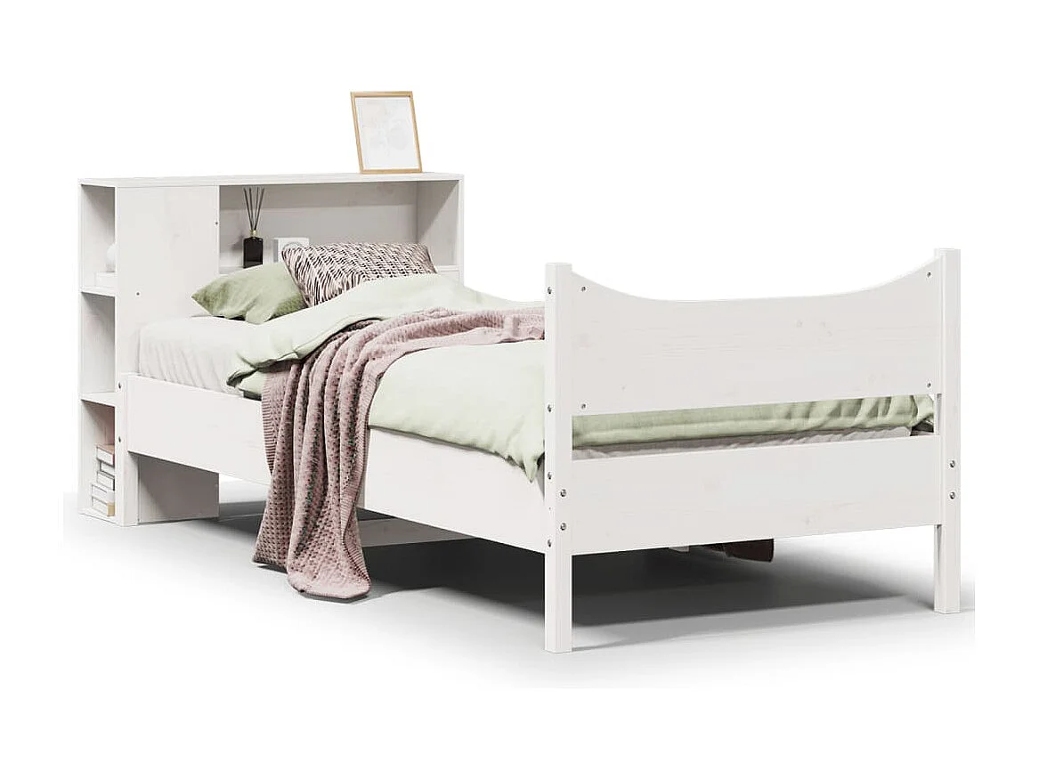 Cadre de lit sans matelas blanc 75x190 cm bois de pin massif