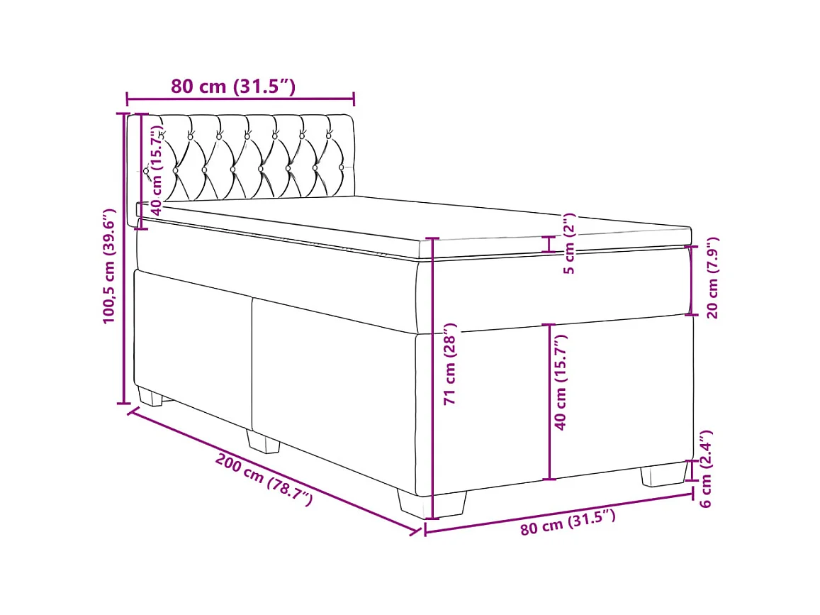 Sommier à lattes de lit avec matelas gris clair 80x200 cm tissu