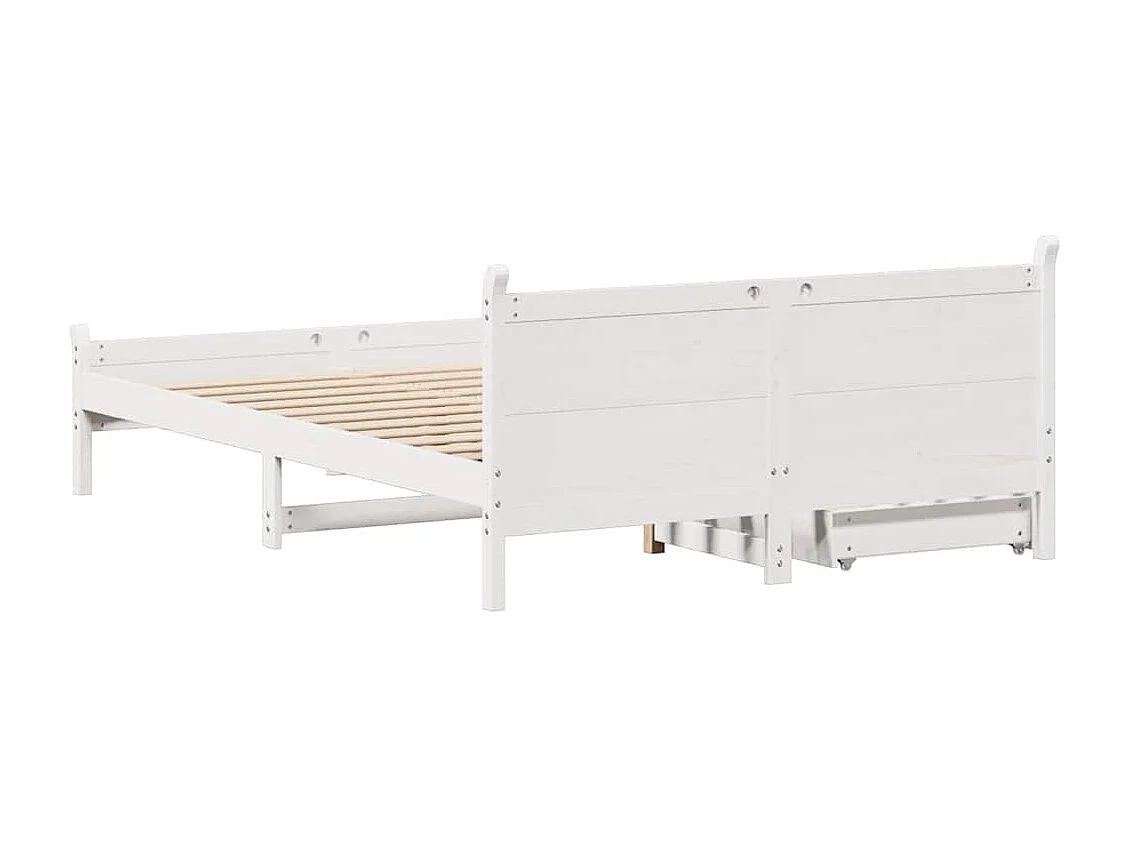 Letto senza Materasso Bianco 135x190 cm Legno Massello di Pino