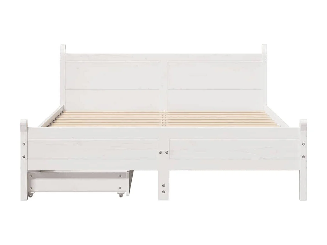 Cama sem colchão 135x190 cm madeira de pinho maciça branco