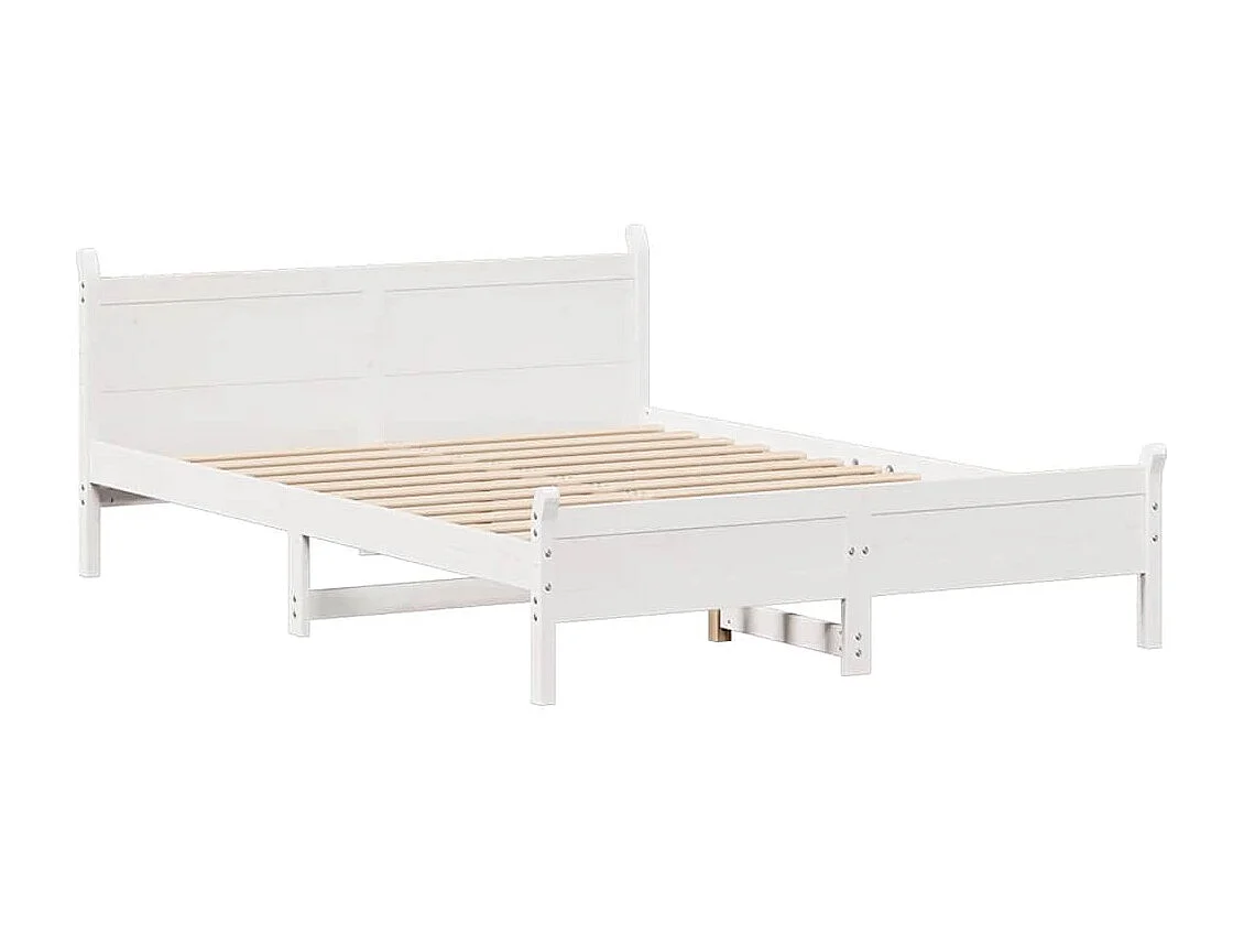 Cama sem colchão 135x190 cm madeira de pinho maciça branco