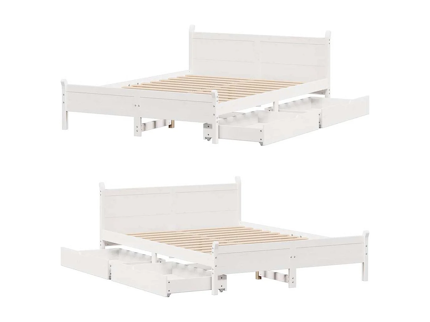Cama sem colchão 135x190 cm madeira de pinho maciça branco