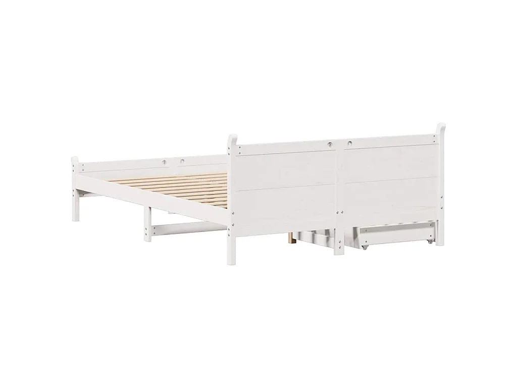 Bedframe zonder matras massief grenenhout wit 135x190 cm