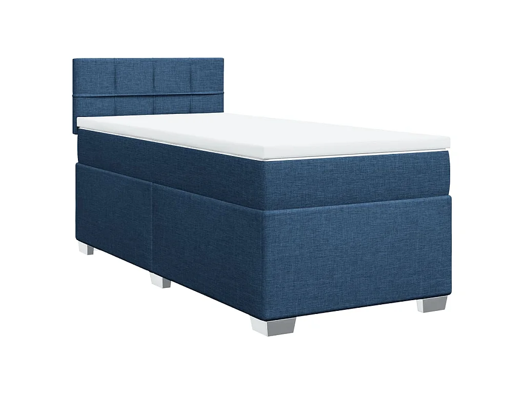 Cama com molas/colchão 80x200 cm tecido azul