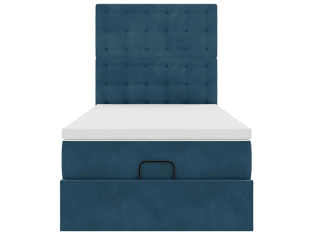 Estrutura cama otomana colchões 80x200 cm veludo azul escuro
