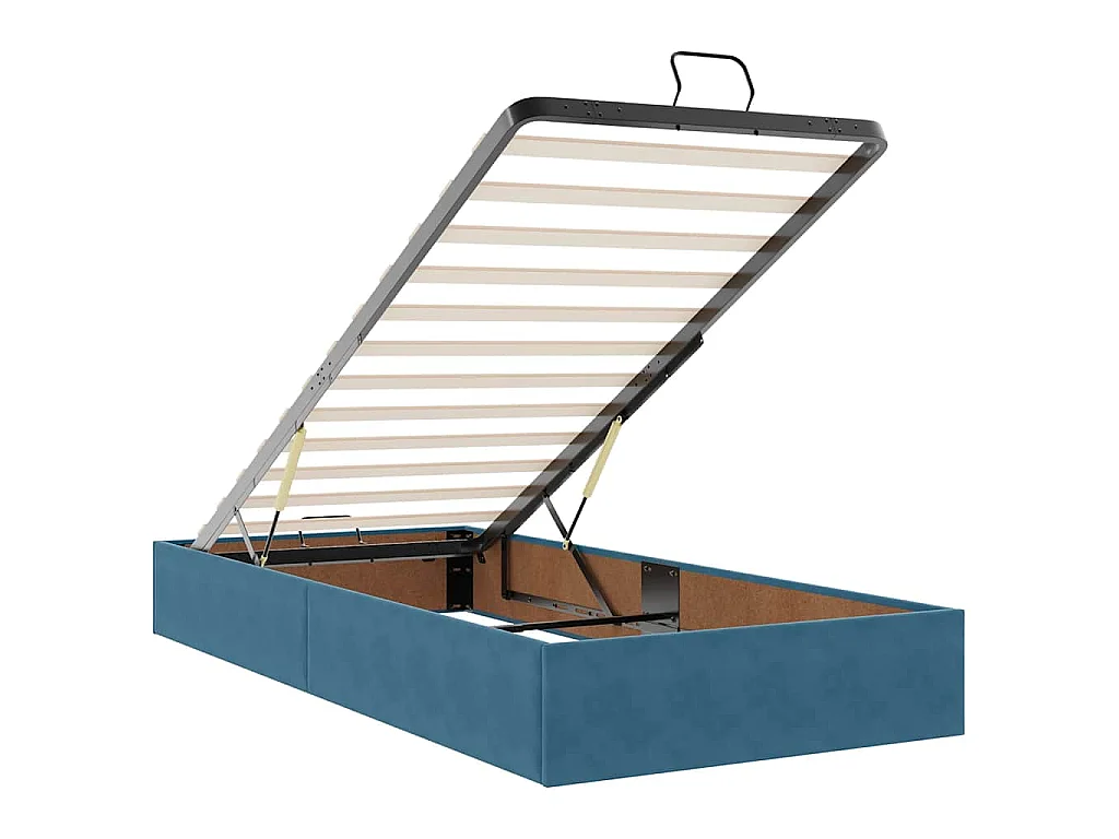 Estrutura cama otomana colchões 80x200 cm veludo azul escuro