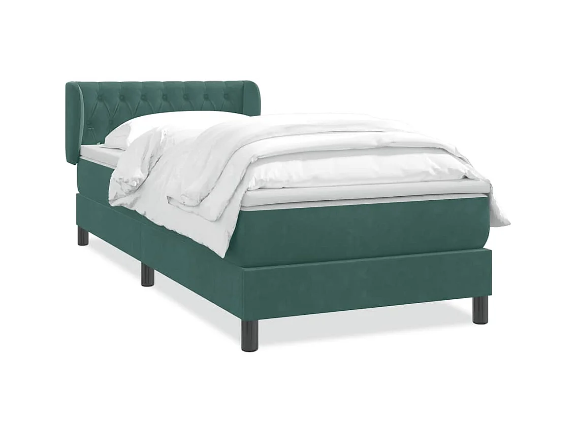 Giroletto a Molle con Materasso Verde Scuro 80x220 cm Velluto