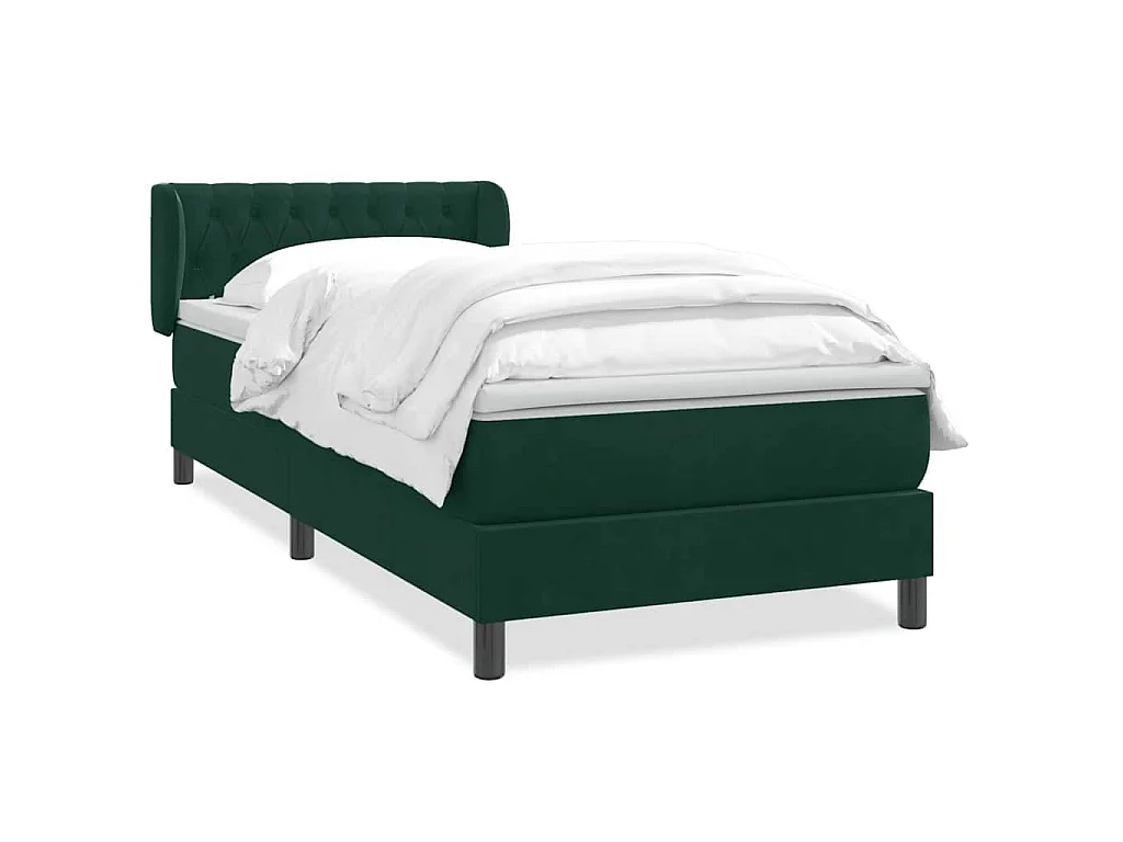 Giroletto a Molle con Materasso Verde Scuro 80x220 cm Velluto