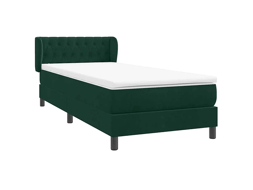 Giroletto a Molle con Materasso Verde Scuro 80x220 cm Velluto