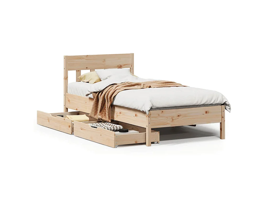 Cadre de lit sans matelas 75x190 cm bois de pin massif