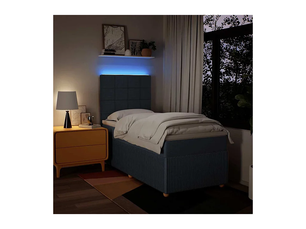 Boxspringbett mit Matratze Blau 80x200 cm Stoff