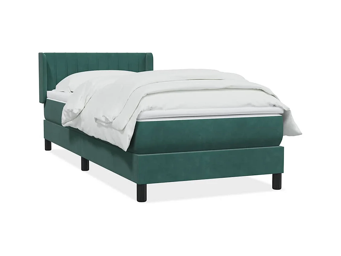 Sommier à lattes de lit et matelas vert foncé 80x220 cm velours
