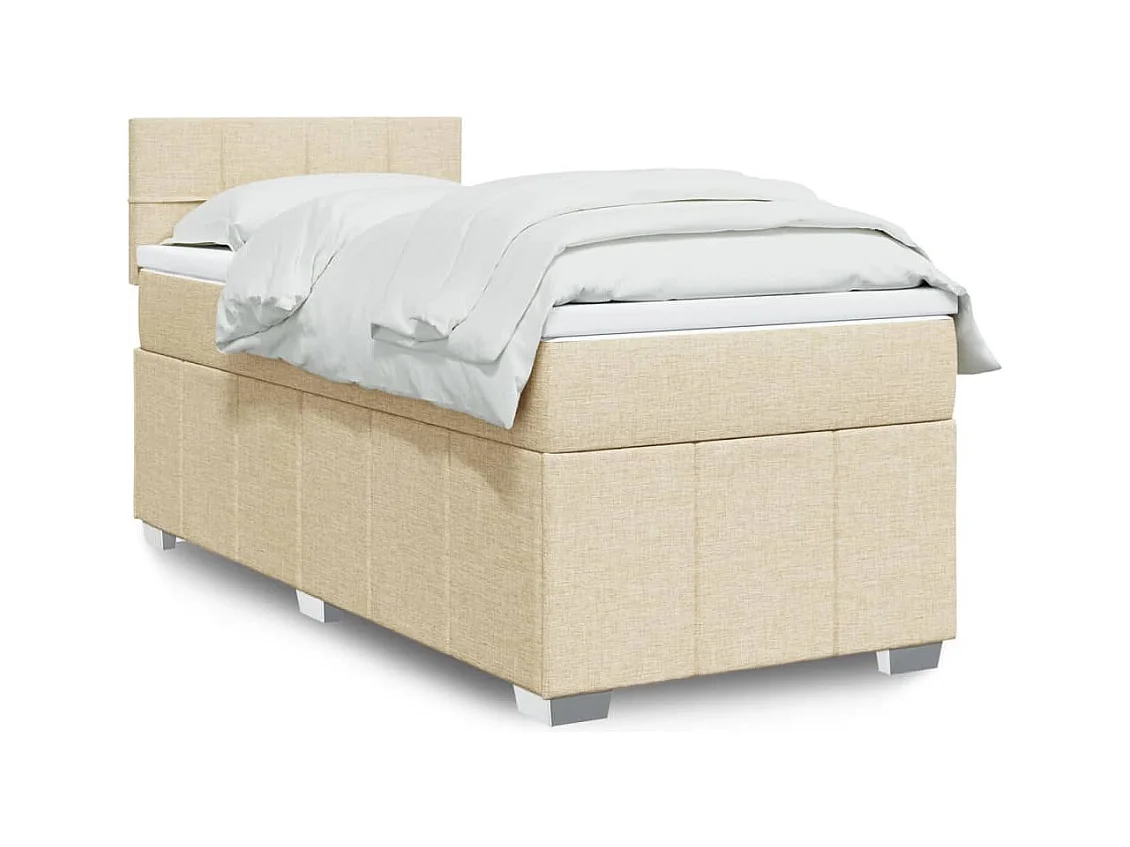 Sommier à lattes de lit avec matelas Crème 80x200 cm Tissu