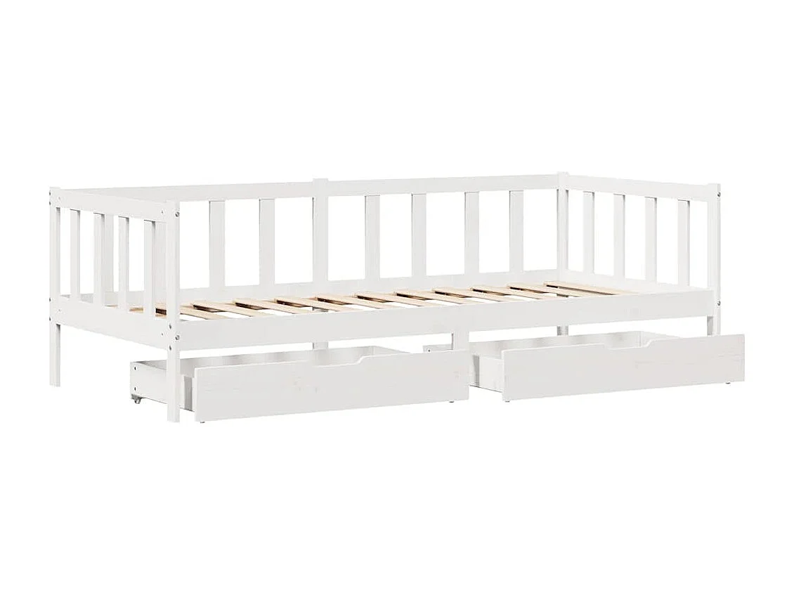 Lit de jour et tiroirs sans matelas blanc 80x200 cm bois massif