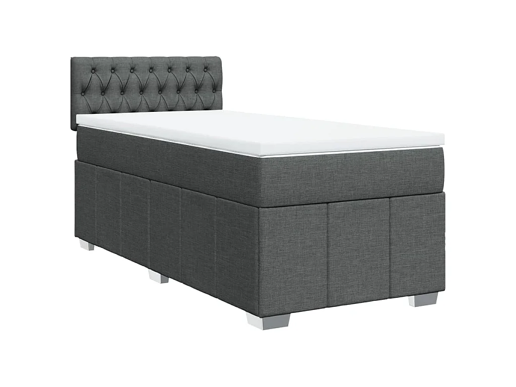 Sommier à lattes de lit avec matelas Gris foncé 80x200 cm Tissu
