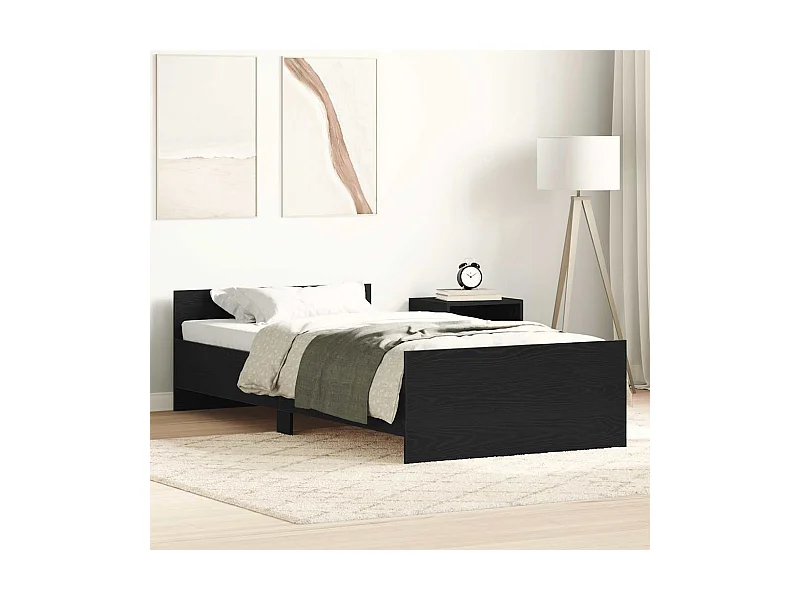 Bettgestell ohne Matratze Schwarz Eichen-Optik 75x190 cm