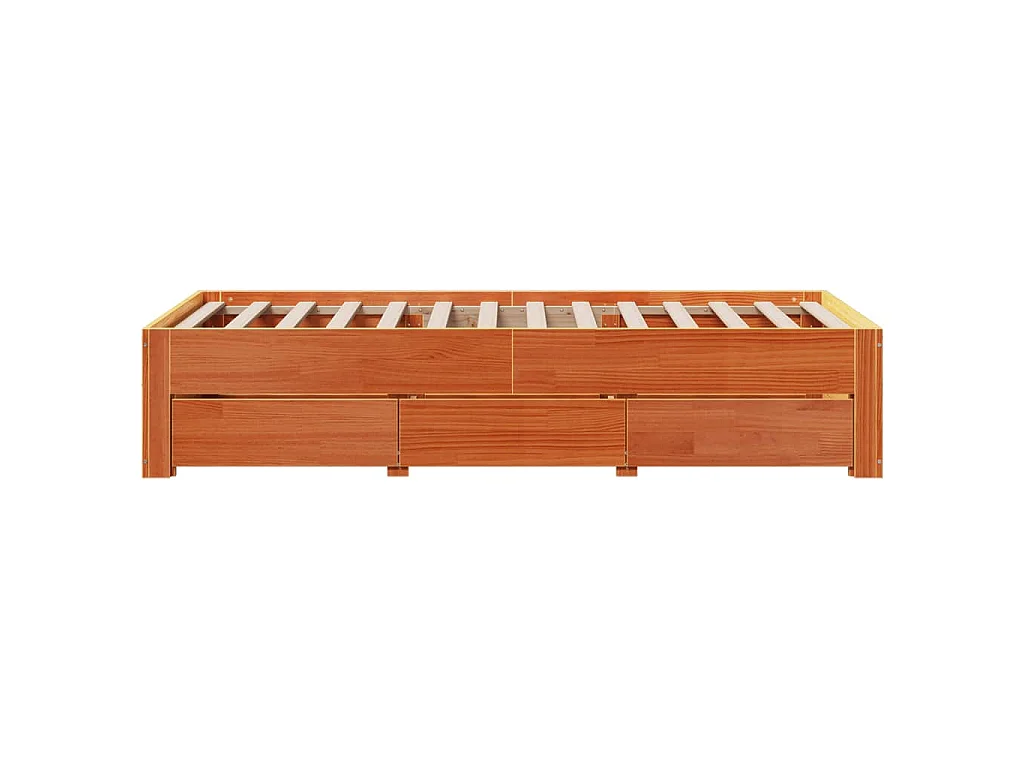 Cadre de lit sans matelas avec tiroirs 75x190cm bois pin massif