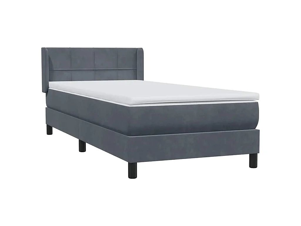 Sommier à lattes de lit et matelas gris foncé 80x220 cm velours
