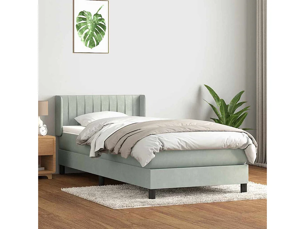 Boxspringbett mit Matratze Hellgrau 80x210 cm Samt