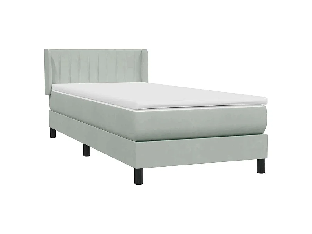 Boxspringbett mit Matratze Hellgrau 80x210 cm Samt