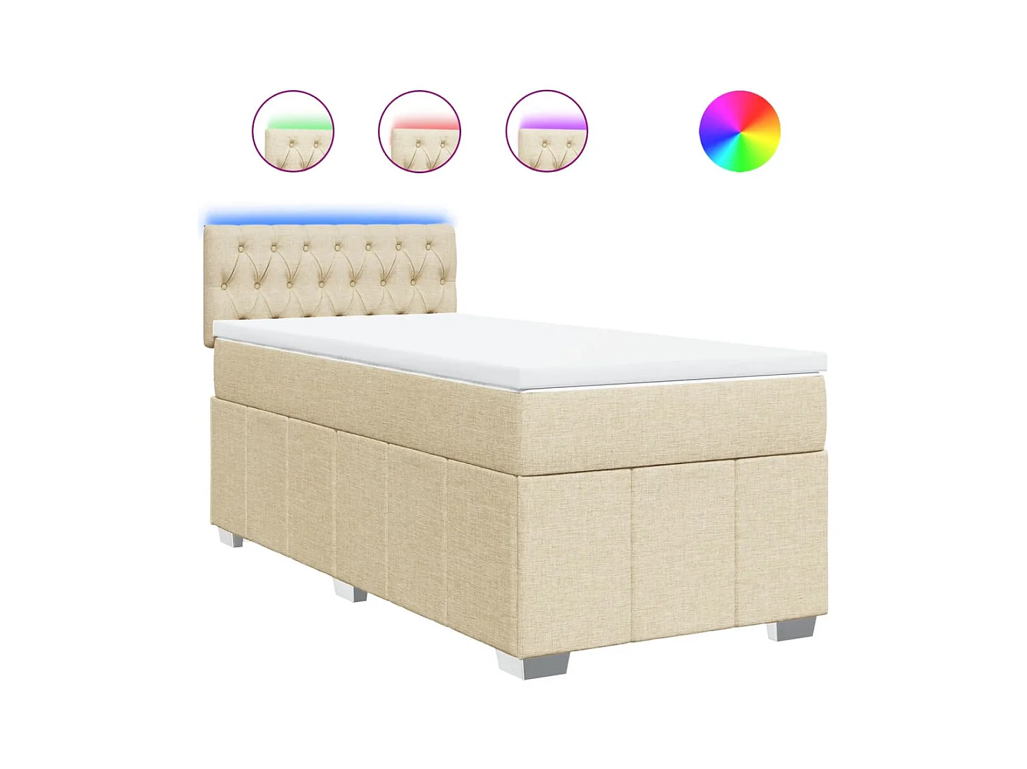 Cama com molas/colchão 80x200 cm tecido cor crème