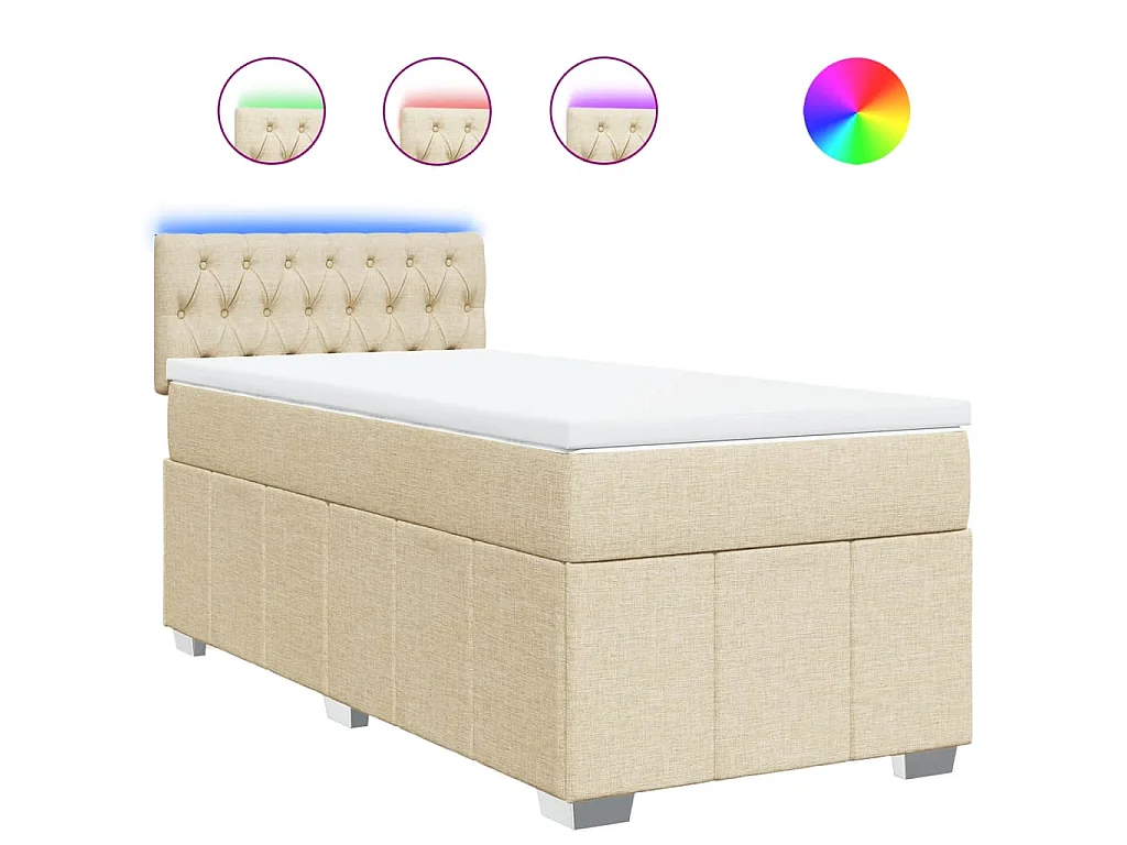 Boxspring met matras stof crèmekleurig 80x200 cm