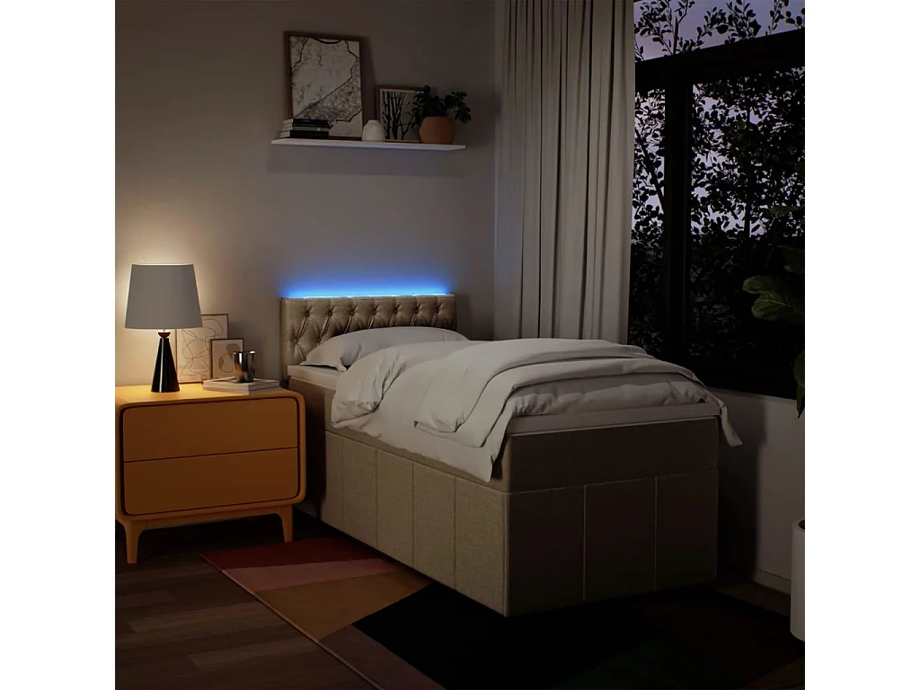 Boxspring met matras stof crèmekleurig 80x200 cm