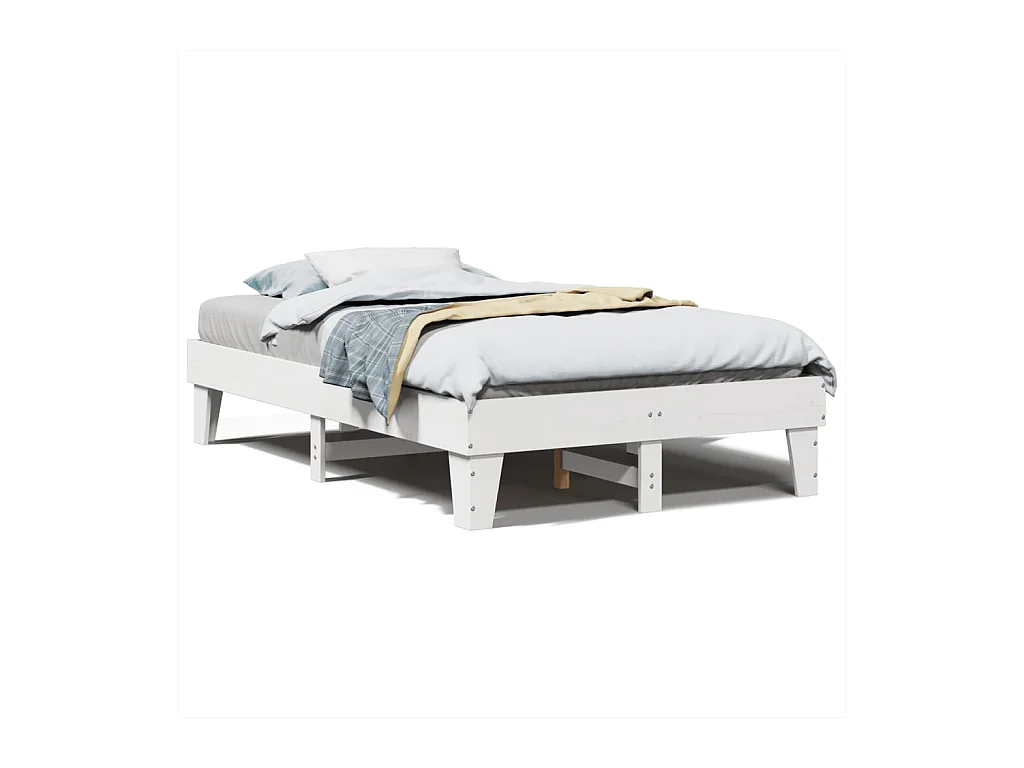 Cadre de lit sans matelas blanc 135x190 cm bois de pin massif
