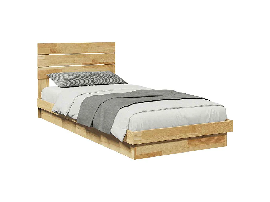 Bedframe hoofdeinde zonder matras 75x190 cm massief hout eiken
