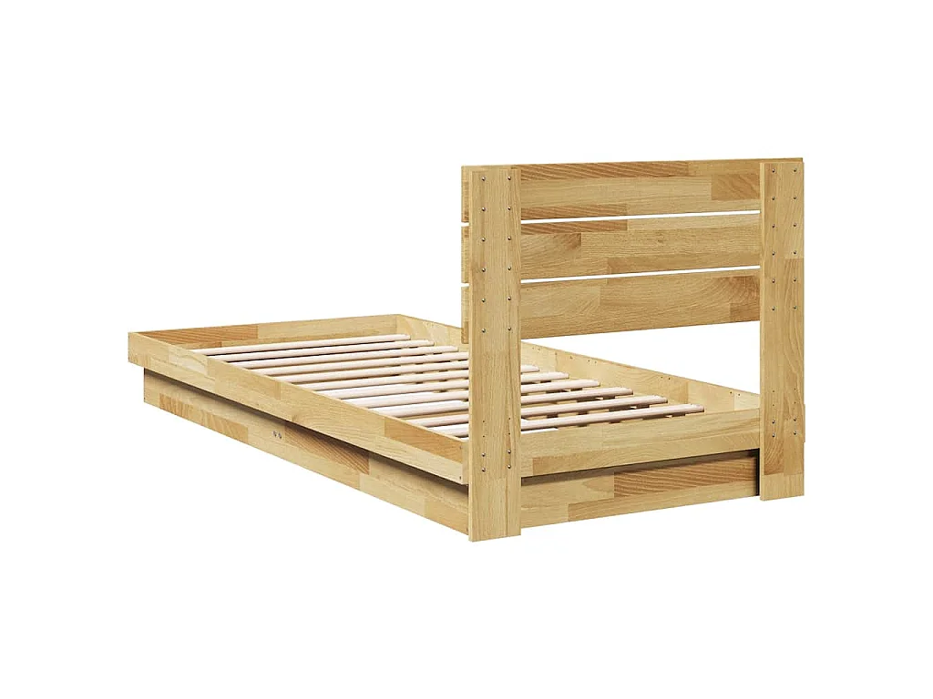 Bedframe hoofdeinde zonder matras 75x190 cm massief hout eiken